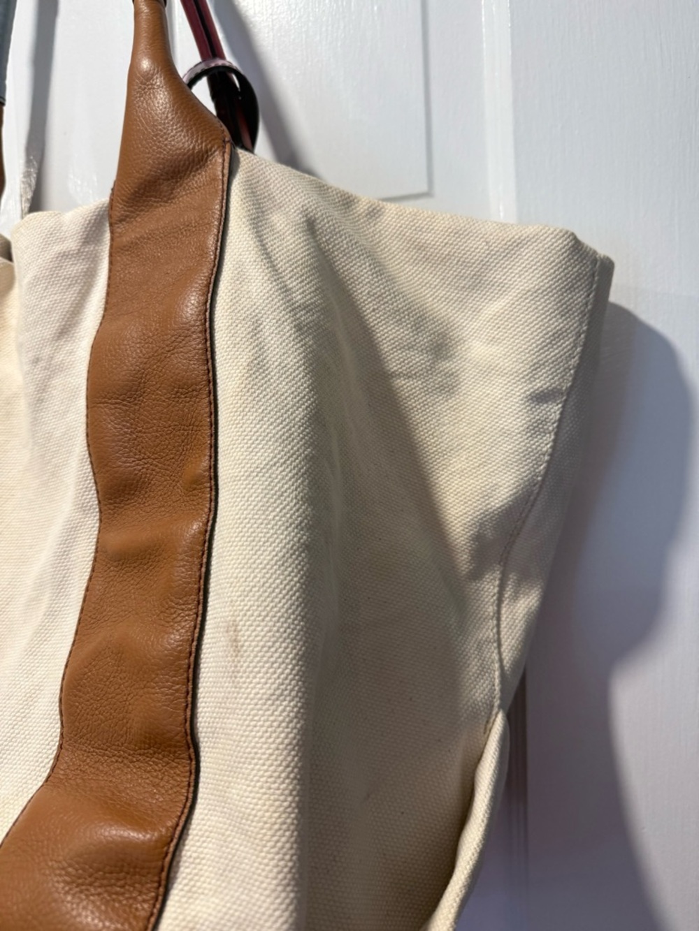 See By Chloe Laetzia Cream Canvas Tote with Red & Brown Leather Accents - Picture 8 of 9